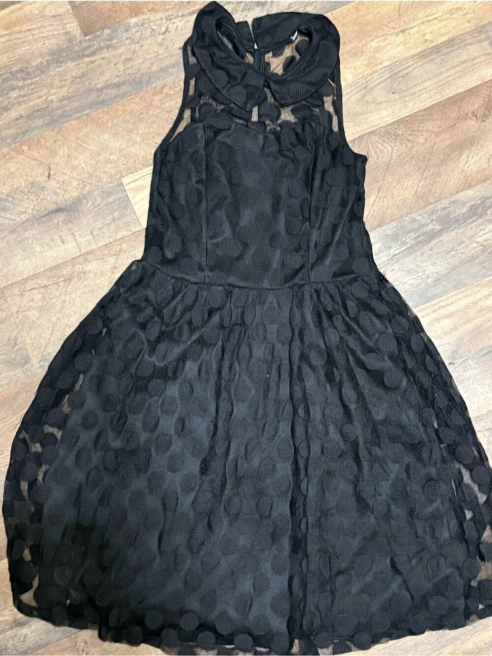 Stunning Black Polka Dot Mesh Fit & Flare Dress ✨ •Size Small•